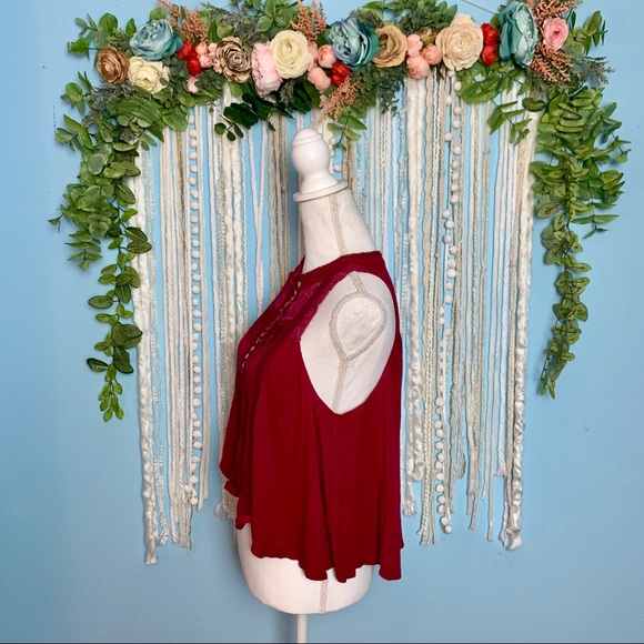 Free People Ribbon Button Boho Tank Medium - Picture 3 of 6